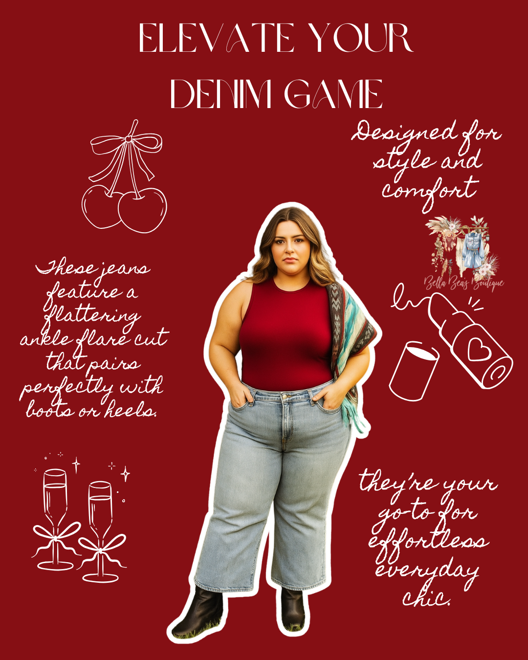 Vintage Wash Ankle Flare Jeans Plus Size (28in Inseam)