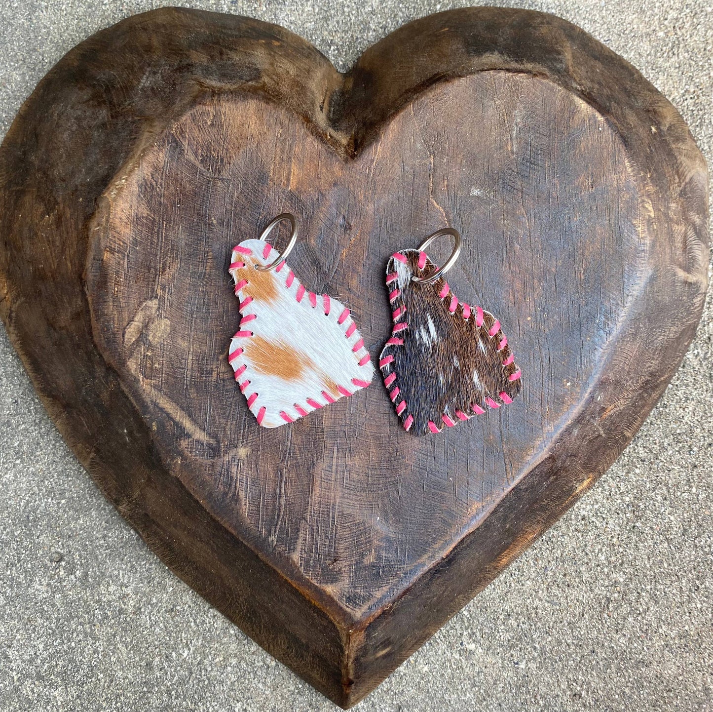 Pink Leather Cowhide Keychain
