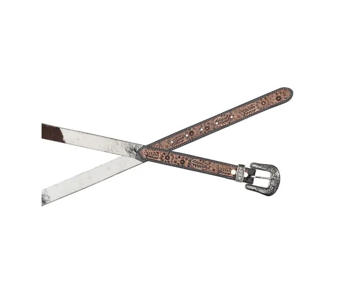 Dream of the Winds Hand-tooled Belt - White Brown