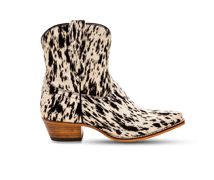 Cow Bow Western Hairon Leather Booties