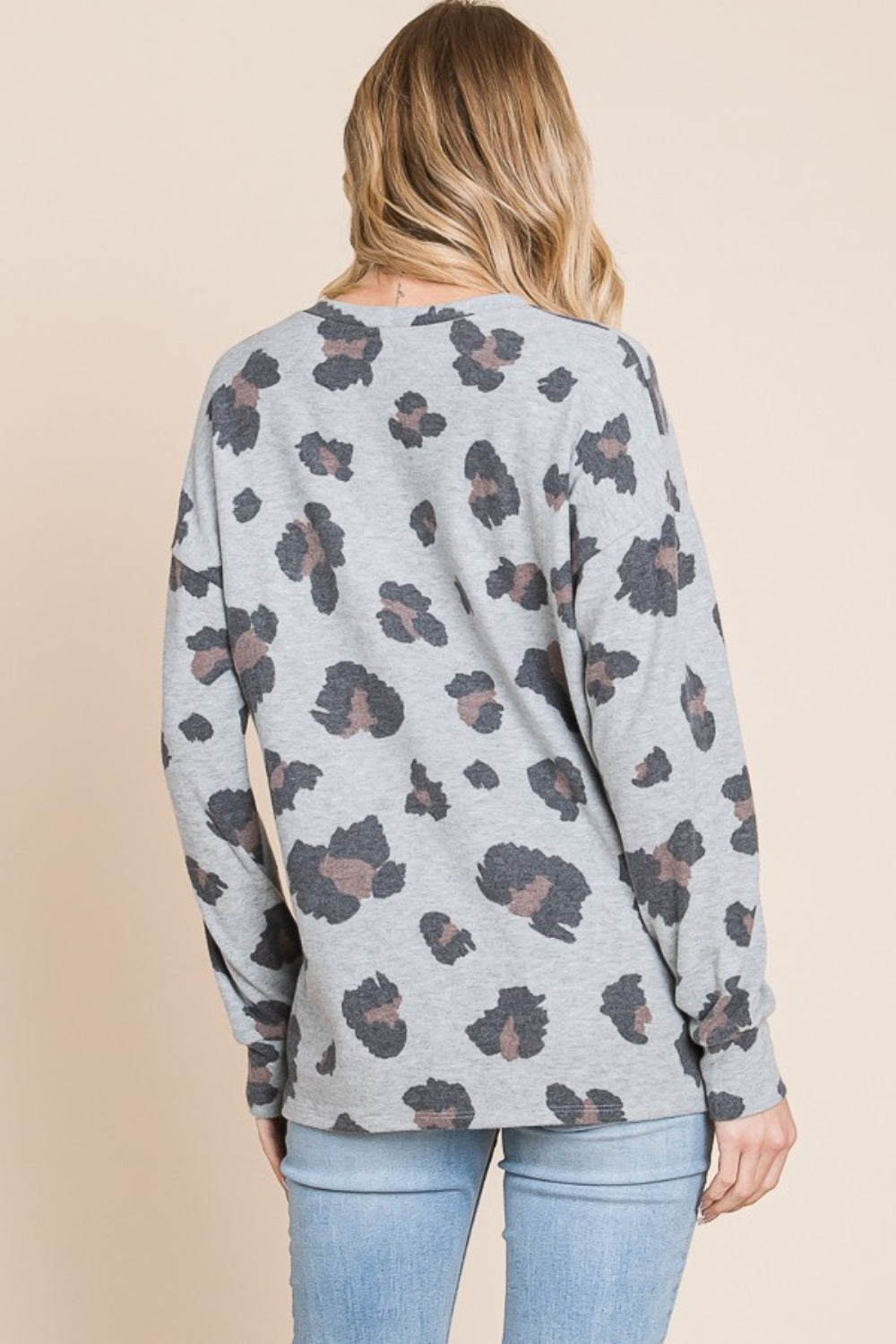 BOMBOM Leopard Drop Shoulder T-Shirt