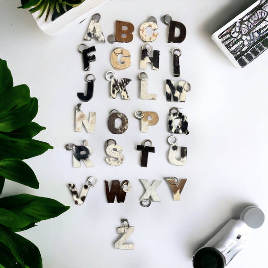 Alphabet Cowhide Key Chains