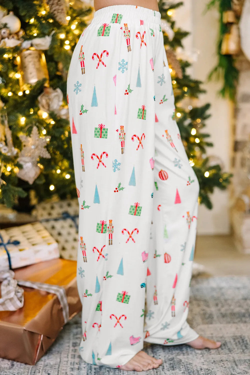 Printed Collared Christmas Pajamas