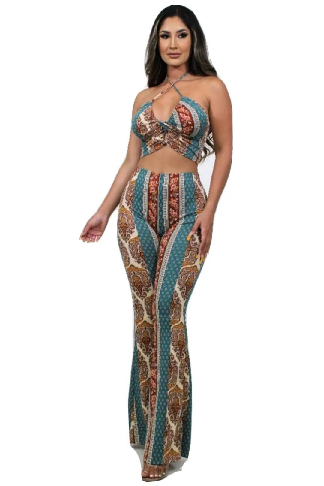 PRINTED TIE HALTER SET