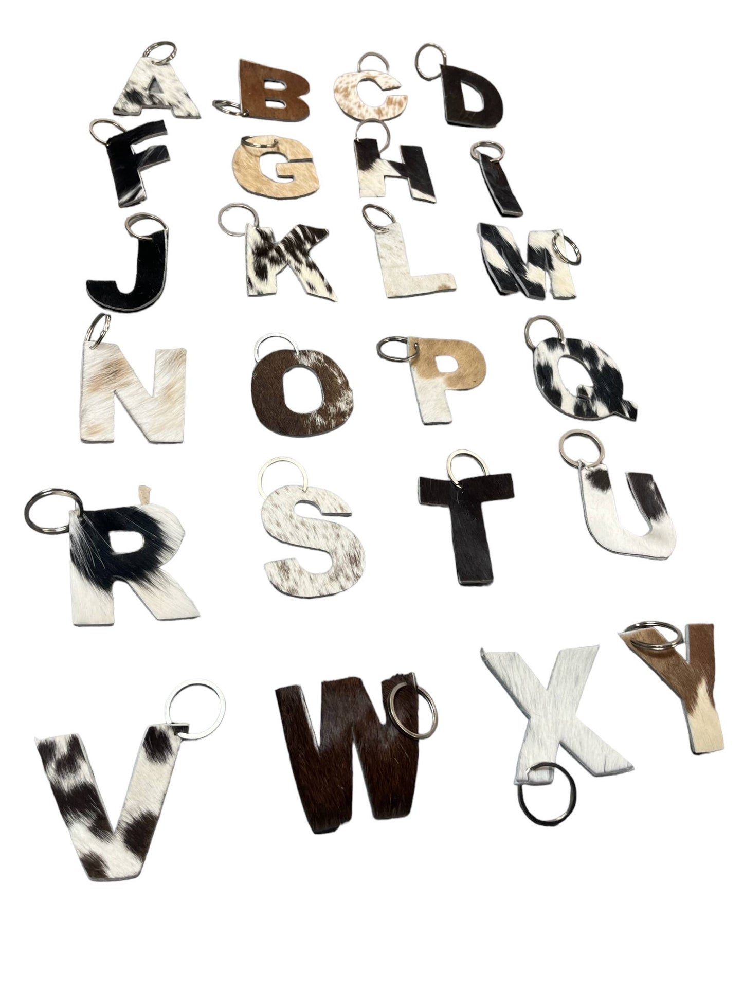 Alphabet Cowhide Key Chains