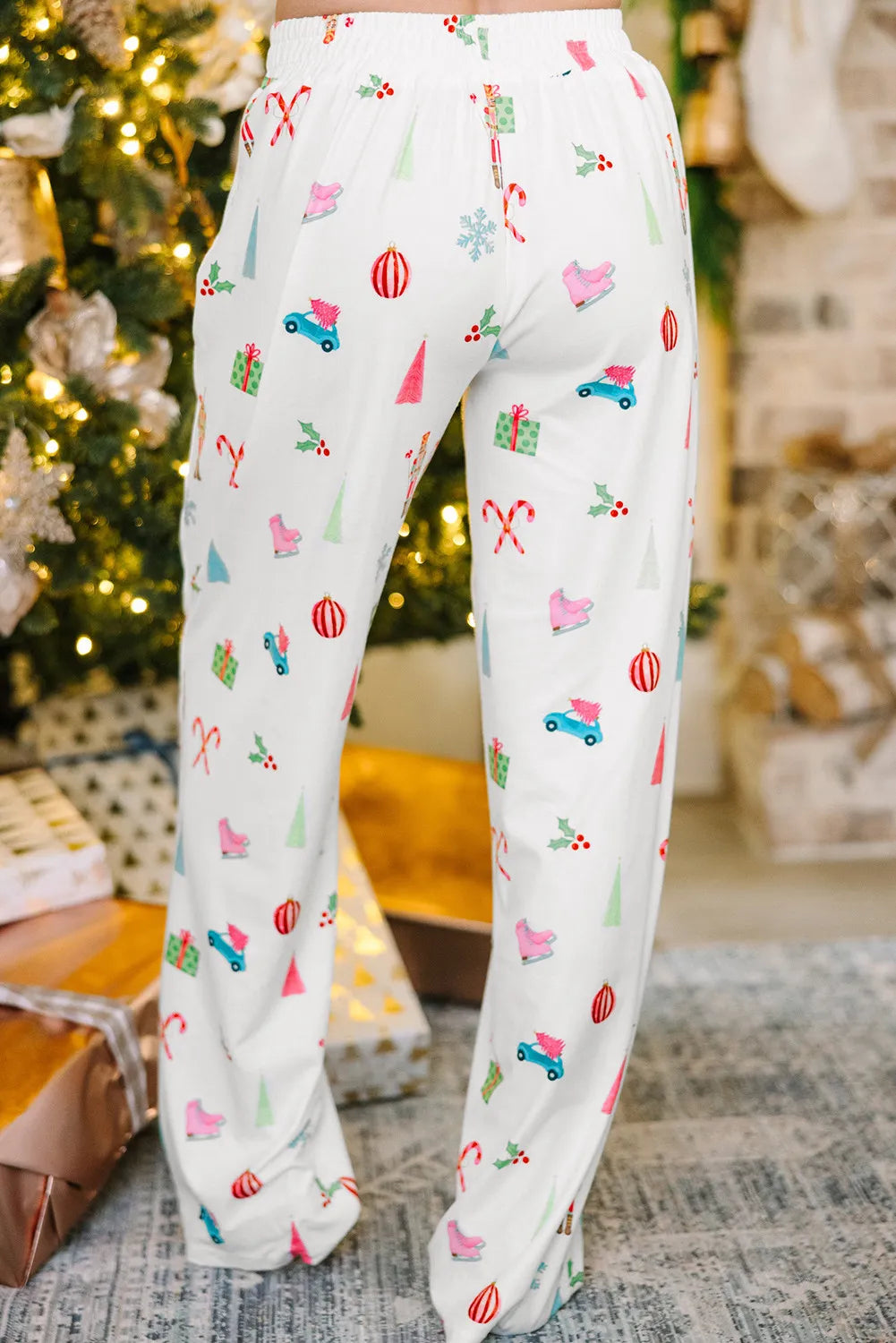 Printed Collared Christmas Pajamas