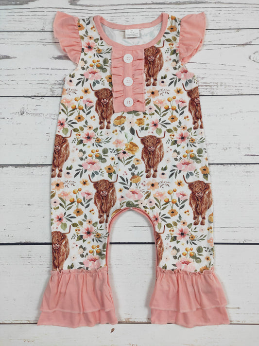 Baby Girls Flower Cows Romper