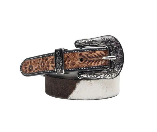 Dream of the Winds Hand-tooled Belt - White Brown