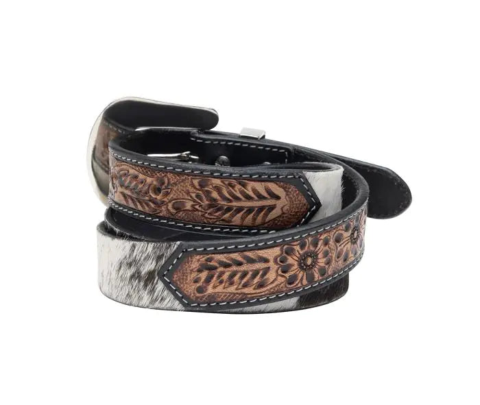 Dream of the Winds Hand-tooled Belt - White Brown