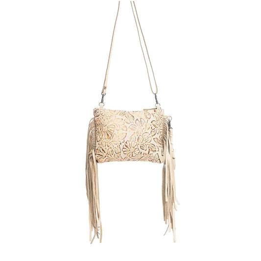 Fennington Leather Bag in Ivory & Gold